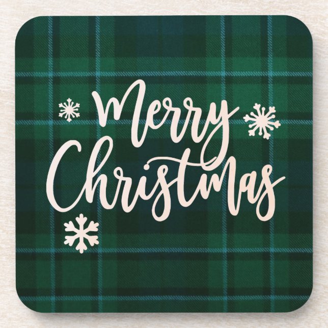 Dessous-de-verre Joyeux Noël vert Plaid (Devant)
