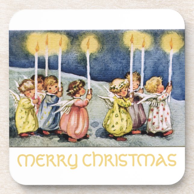 Dessous-de-verre Joyeux petits anges de Noël (Devant)