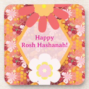 Dessous-de-verre Joyeux Rosh Hashanah Juif Nouvel An Modèle Floral