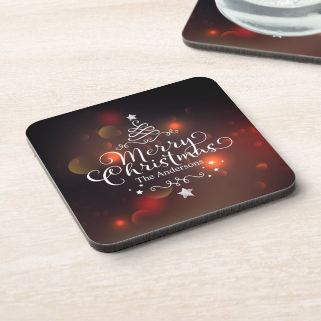 Dessous-de-verre Joyeux sapin de Noël personnalisé| Dessous de verr (Côté gauche)