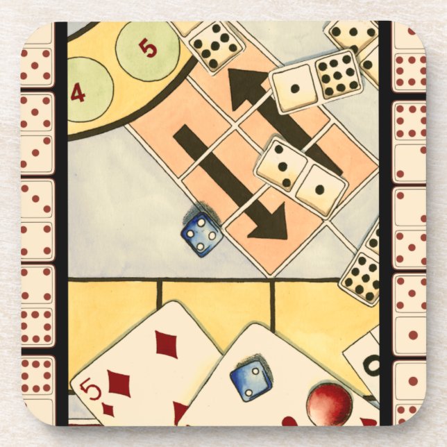 Dessous-de-verre Jumbled Assortiment of Games of Chance (Devant)