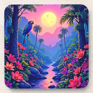 Dessous-de-verre Jungle Lune Blue Parrot Paradise