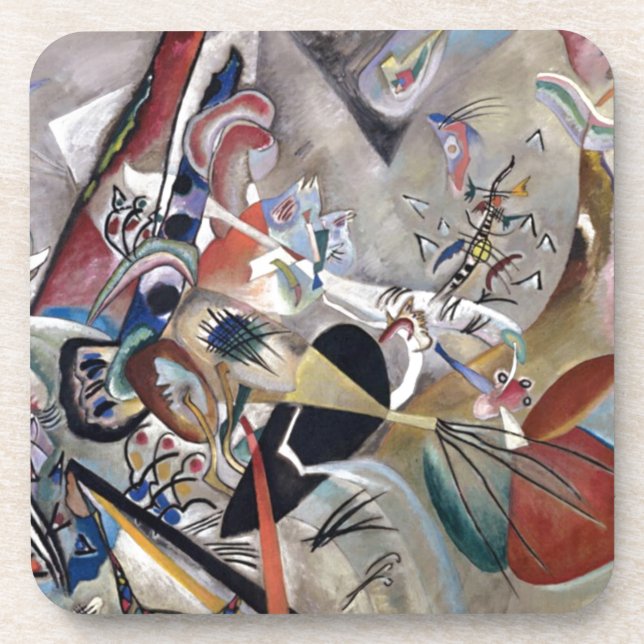 Dessous-de-verre Kandinsky En Gris Oeuvre Abstraite (Devant)
