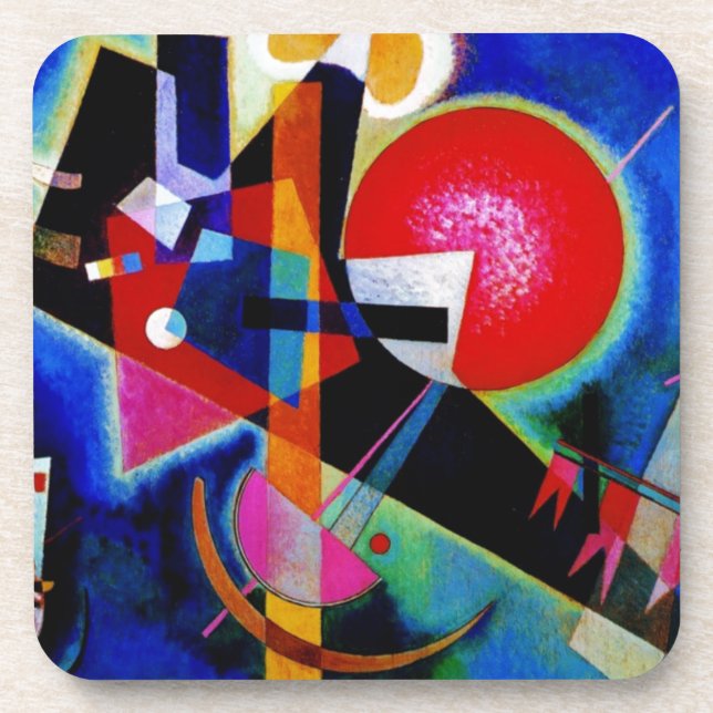 Dessous-de-verre Kandinsky en peinture Abstraite bleue (Devant)