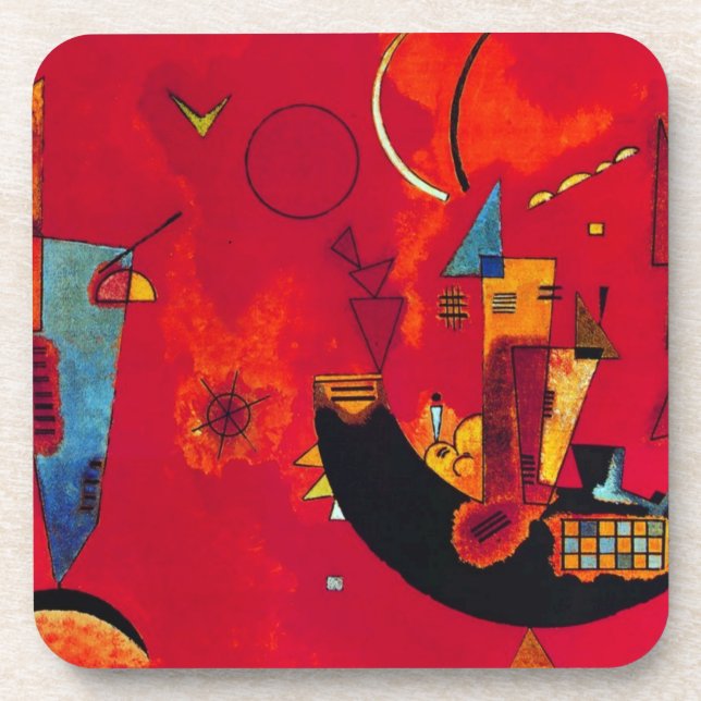 Dessous-de-verre Kandinsky Mit und Gegen Red Abstrait Peinture (Devant)