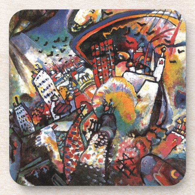 Dessous-de-verre Kandinsky Moscou I Cityscape peinture Abstraite (Devant)