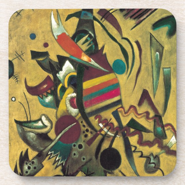 Dessous-de-verre Kandinsky Points Peinture en toile Abstraite (Devant)