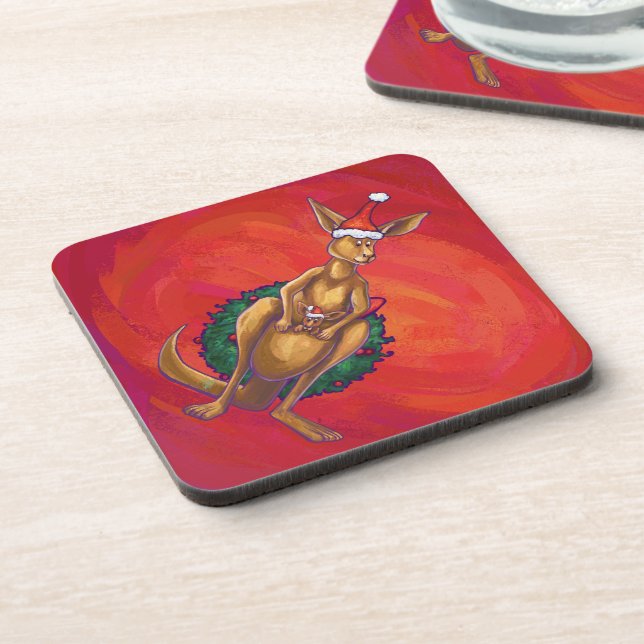 Dessous-de-verre Kangaroo Xmas En Rouge (Côté gauche)