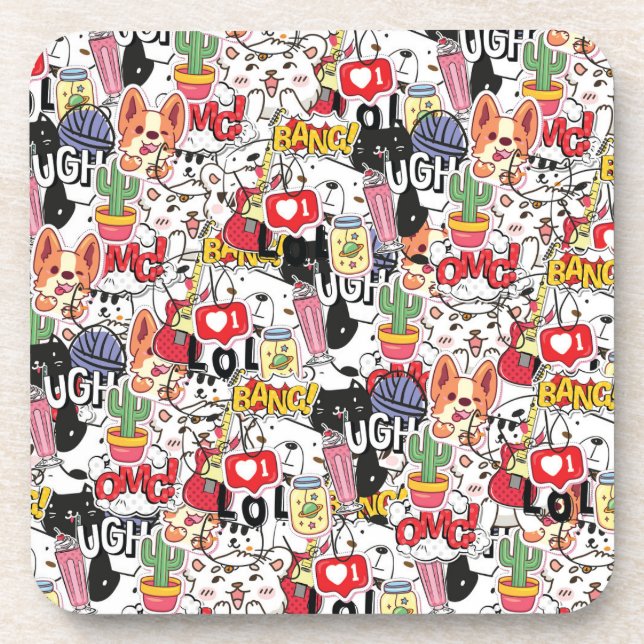 Dessous-de-verre kawaii funny pet design - cute animal lover  (Devant)