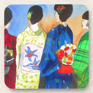 Dessous-de-verre Kimono de printemps japonais Geisha art