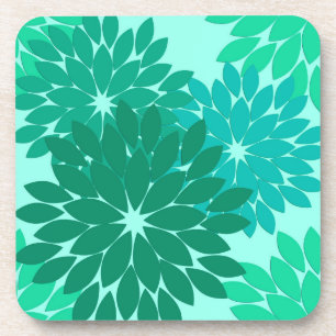 Dessous-de-verre Kimono Floral moderne Imprimer, Turquoise, Turquoi