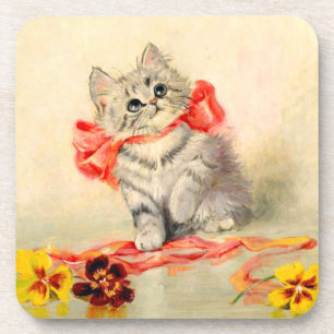 Dessous-de-verre Kitten avec ruban rouge