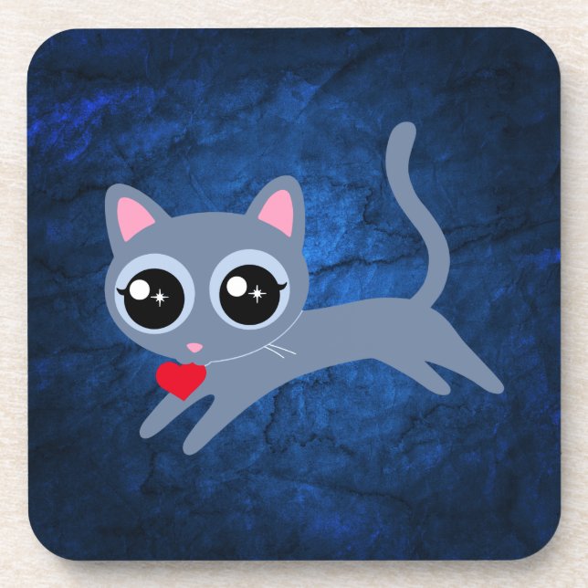 Dessous-de-verre Kitty Cat Heart Thief Cute Cadeau (Devant)