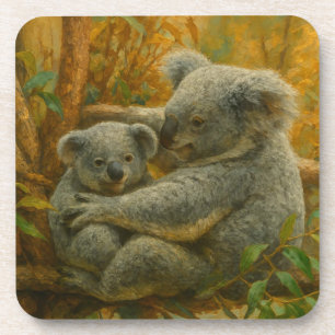 Dessous-de-verre Koala Mother et Joey dans la canopée d'automne