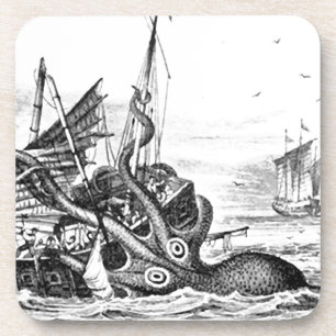 Dessous-de-verre Kraken/poulpe Eatting un bateau de pirate,