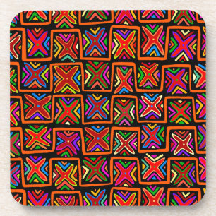 Dessous-de-verre Kuna Indian Mola Tribal Checks - Rouge