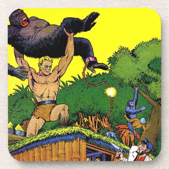 Dessous-de-verre La bande dessinée Vintage de Jungle Gorilla (Devant)