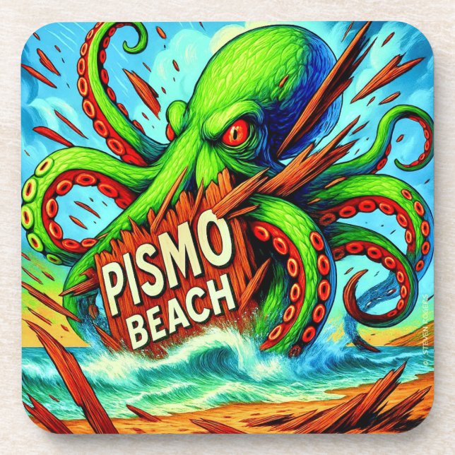 DESSOUS-DE-VERRE "LA BÊTE DES PETITS-DÉJEUNERS À PISMO BEACH". (6) (Devant)