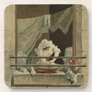 Dessous-de-verre La blanchisseuse, gravée par J. Laurent Julien (c