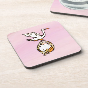 Dessous-de-verre La cigogne porte une petite fille Beverage Coaster