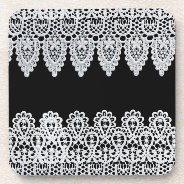 Dessous-de-verre La dentelle blanche forme une frontière sensible (Devant)