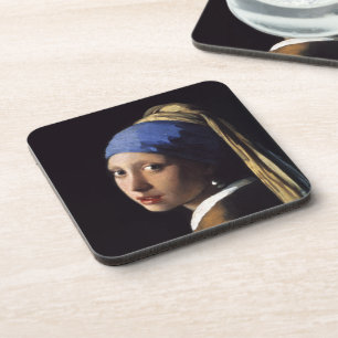 Dessous-de-verre La fille avec une boucle d'oreille de perle par