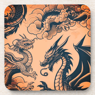 Dessous-de-verre La guerre des dragons Cieux orange