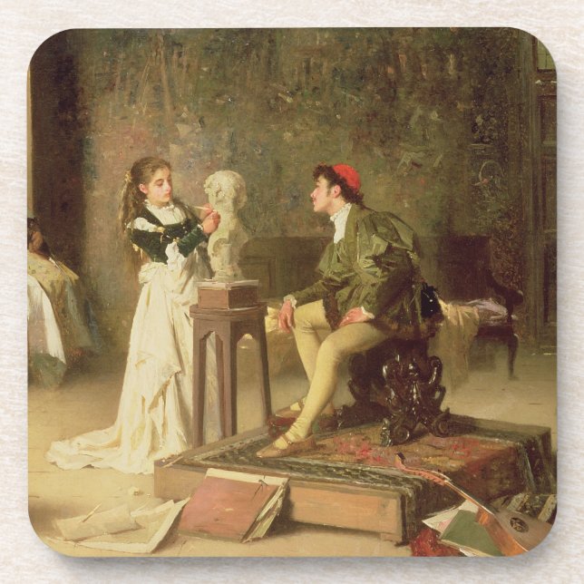 Dessous-de-verre La jeune sculpteuse (huile sur la toile) (Devant)