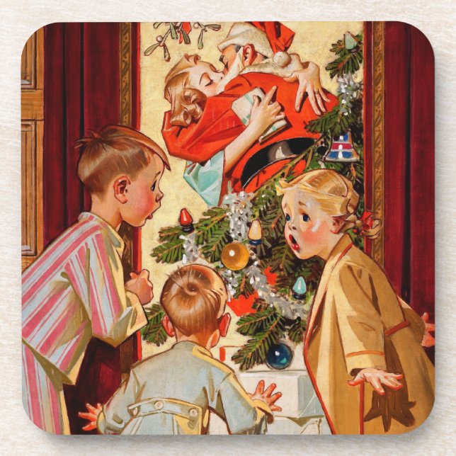 Dessous-de-verre La maman embrasse le père noël (Devant)