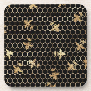 Dessous-de-verre La reine d'or des abeilles et le peigne de miel en