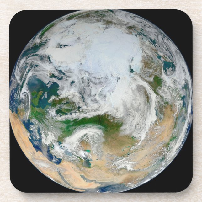 Dessous-de-verre La Terre Montre L'Arctique, L'Europe Et L'Asie. (Devant)