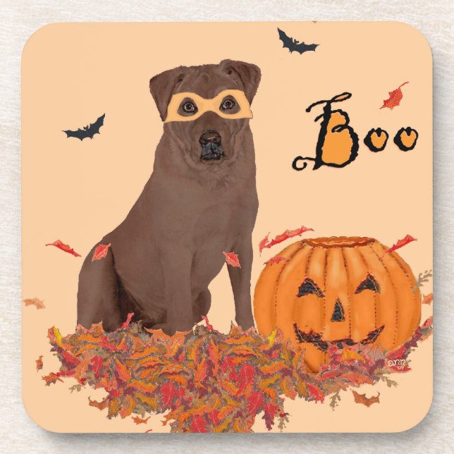 Dessous-de-verre Labrador Retriever Chocolat Boo! (Devant)