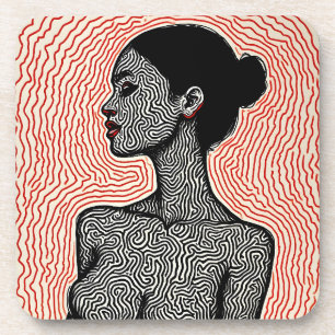 Dessous-de-verre Labyrinthe de son éveil – Un portrait minimaliste