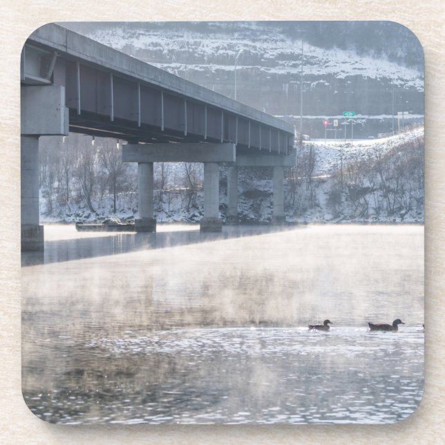 Dessous-de-verre Lac Taneycomo Foggy Winter Fishing (Devant)