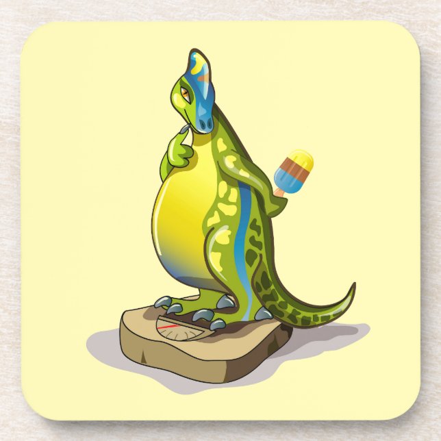 Dessous-de-verre Lambeosaurus Se Possédant Sur Une Échelle De Poids (Devant)