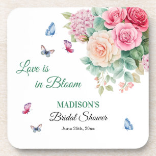 Dessous-de-verre L'amour est en fleurs Papillons Shower de mariage