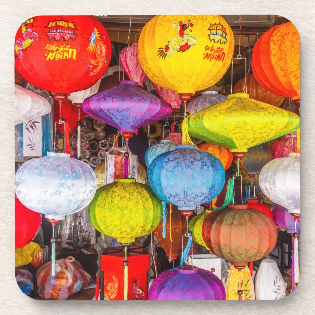 Dessous-de-verre lanternes vietnamiennes colorées (Devant)