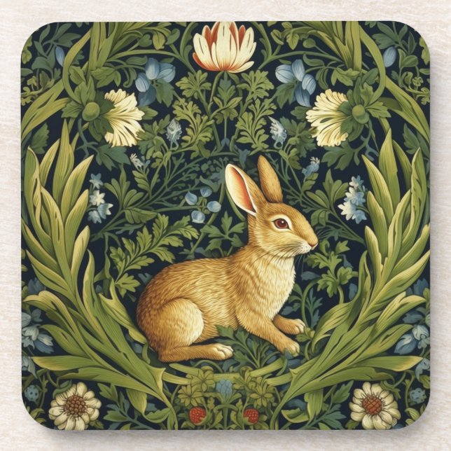 Dessous-de-verre Lapin Art nouveau dans le jardin (Devant)