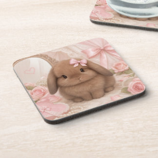 Dessous-de-verre lapin coquet rose