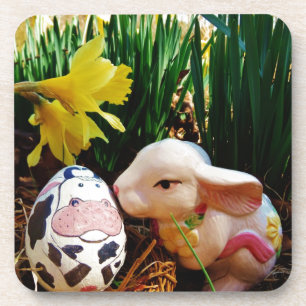Dessous-de-verre Lapin de Pâques et oeuf de vache