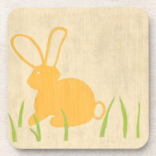 Dessous-de-verre Lapin jaune et herbe verte par Chariklia Zarris