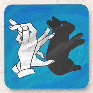 Dessous-de-verre Lapin ombre sur fond bleu