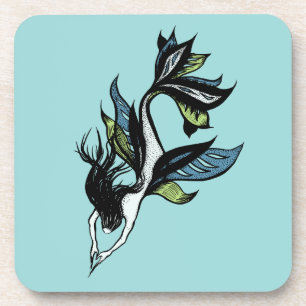 Dessous-de-verre L'art de l'encre dessinée à la main de la sirène