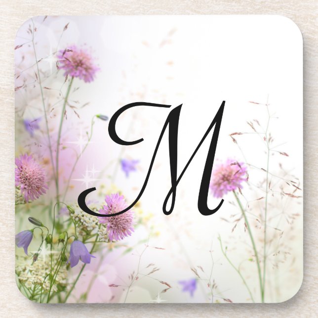 Dessous-de-verre Lavande Fleurs sauvages Monogramme Dessous de verr (Devant)
