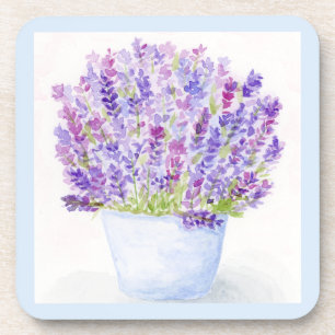 Dessous-de-verre Lavande florale à l'aquarelle perdue peinte à la m