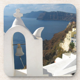 Dessous-de-verre Le clocher de Santorin au soleil de l'après-midi