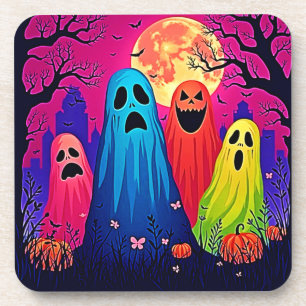 Dessous-de-verre Le design de la fête d'Halloween de Neon Ghosts