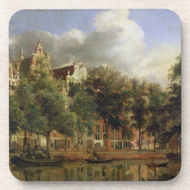 Dessous-de-verre Le Herengracht, Amsterdam (huile sur le panneau) (Devant)