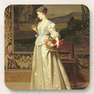 Dessous-de-verre Le panier de rose (huile sur le panneau)