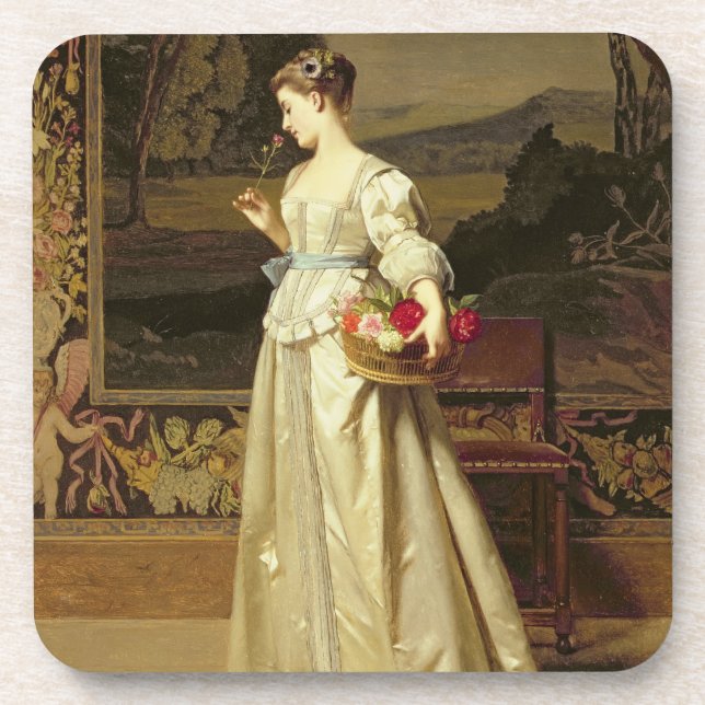 Dessous-de-verre Le panier de rose (huile sur le panneau) (Devant)